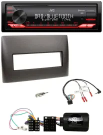 Автомагнитола JVC Bluetooth USB DAB для Fiat Stilo 2001–2007 черная с поддержкой кнопок на руле