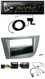 Автомагнитола для Seat Leon (2005–2010) Pioneer Bluetooth DAB USB тёмно-серая с поддержкой управления на руле