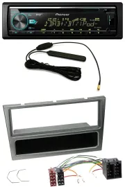 Pioneer CD MP3 AUX DAB USB Autoradio für Opel Corsa C ISO 2000-2004 aluminium
