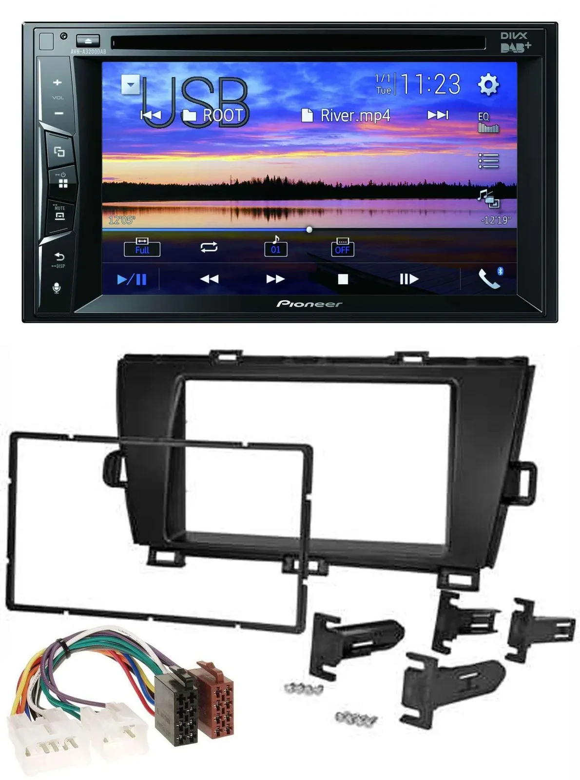 Автомагнитола для Toyota Prius (2009–2012) Pioneer 2-DIN, Bluetooth, USB, DVD, DAB, MP3