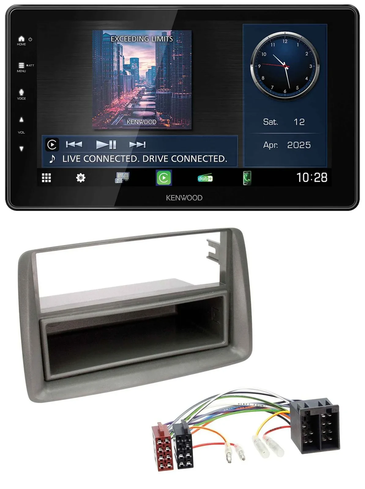 Kenwood MP3 Bluetooth USB DAB Autoradio für Fiat Panda (169 2003-2012) grau