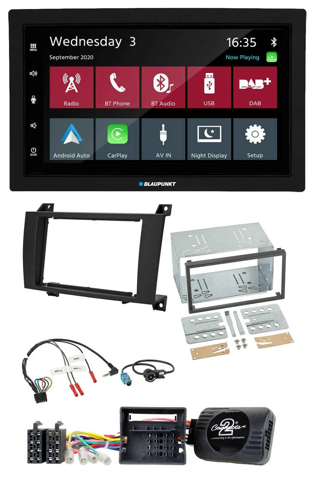 Blaupunkt DAB Bluetooth USB Lenkrad 2DIN Autoradio für Mercedes SLK 08-11 R171