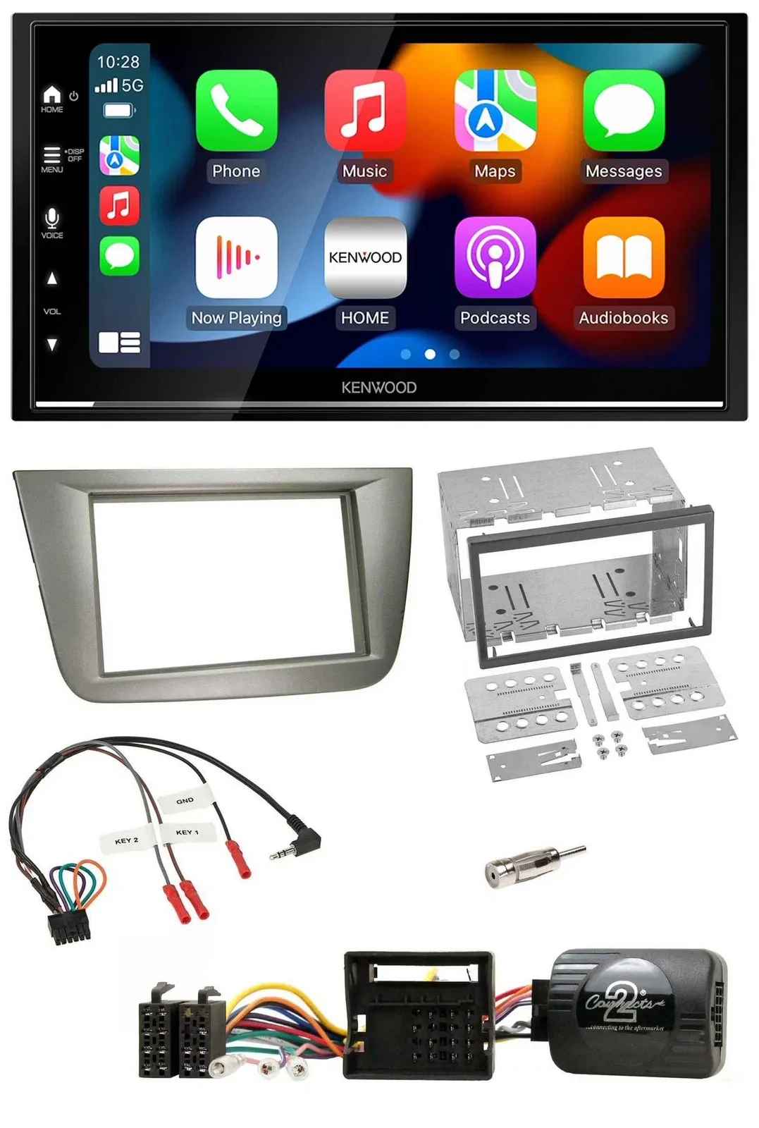 Автомагнитола Kenwood 2 DIN DAB, USB, Bluetooth для Seat Toledo/Altea, серебристый