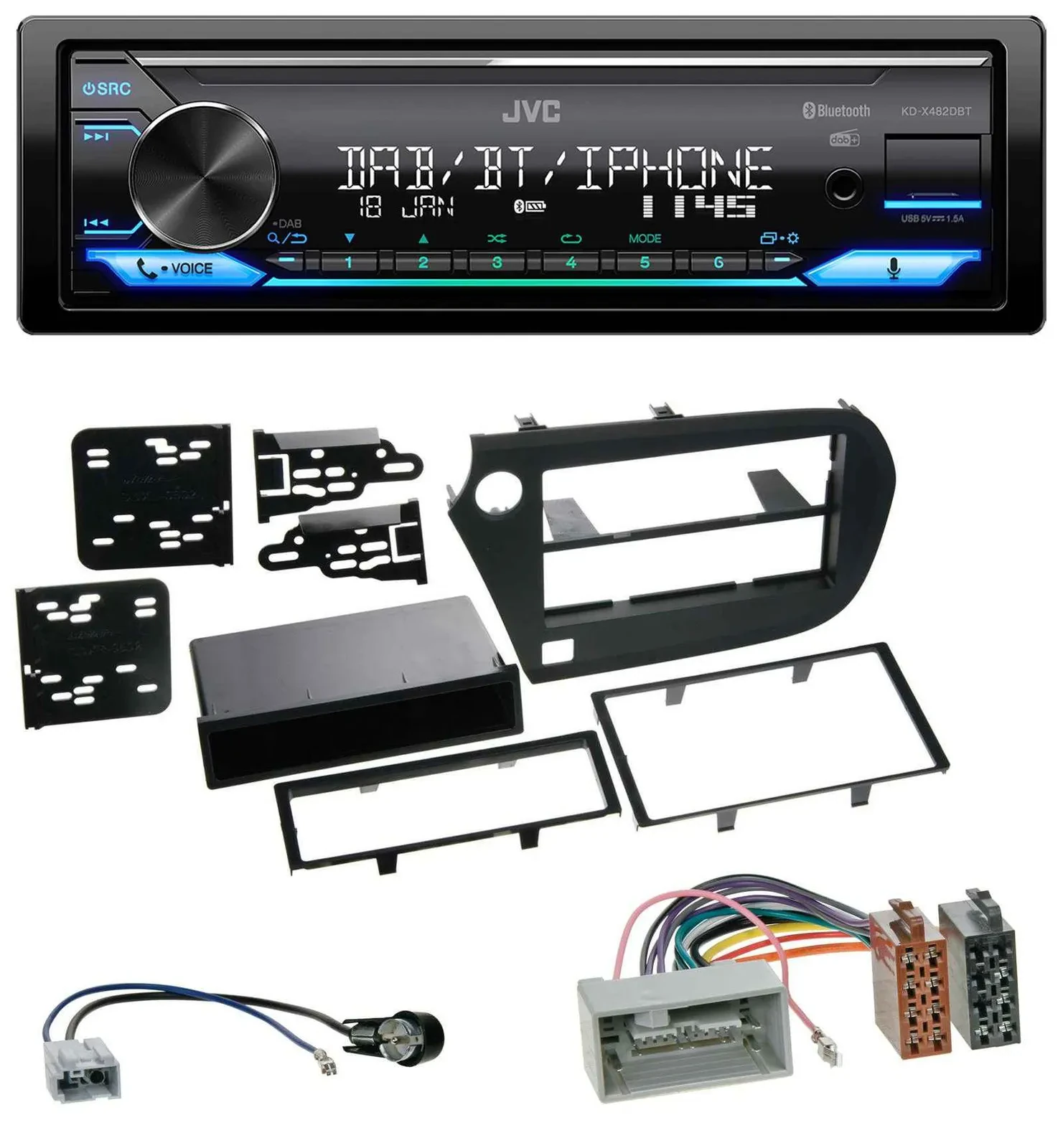 JVC Bluetooth DAB USB MP3 Autoradio für Honda Insight (ZE2, 2009-2013)