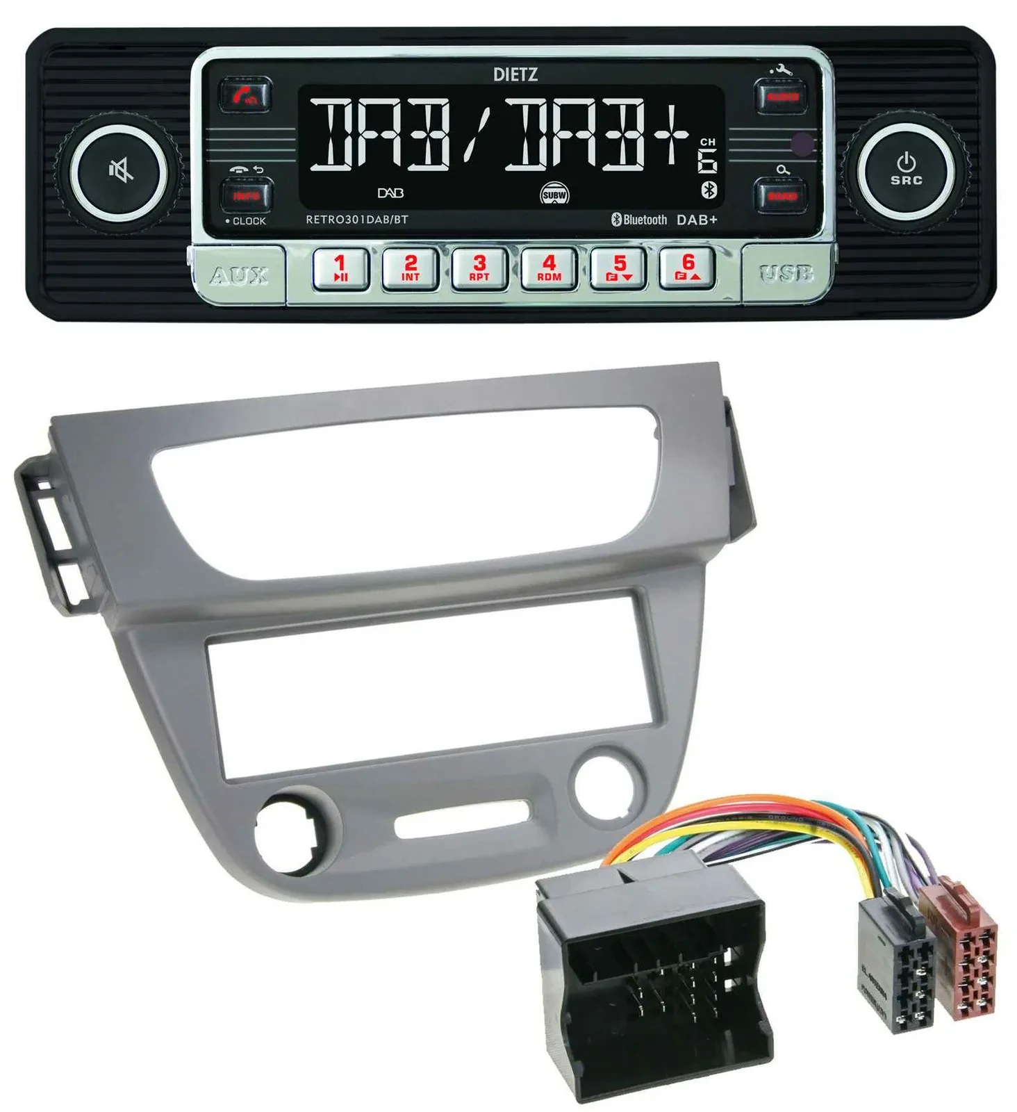 Dietz USB DAB MP3 Bluetooth Autoradio für Renault Megane 3 Quadlock 09-14 grau