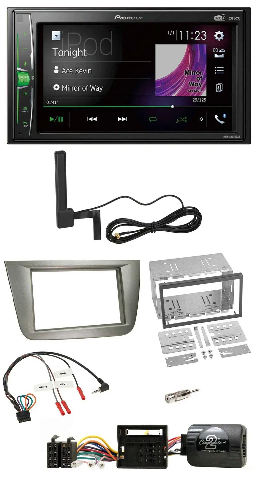 Pioneer MP3 DAB Lenkrad 2DIN Bluetooth Autoradio für Seat Toledo Altea silber