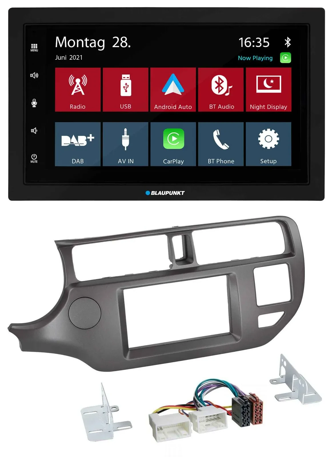 Blaupunkt MP3 Bluetooth DAB 2DIN USB Autoradio für Kia Rio UB 11-14 anthrazit
