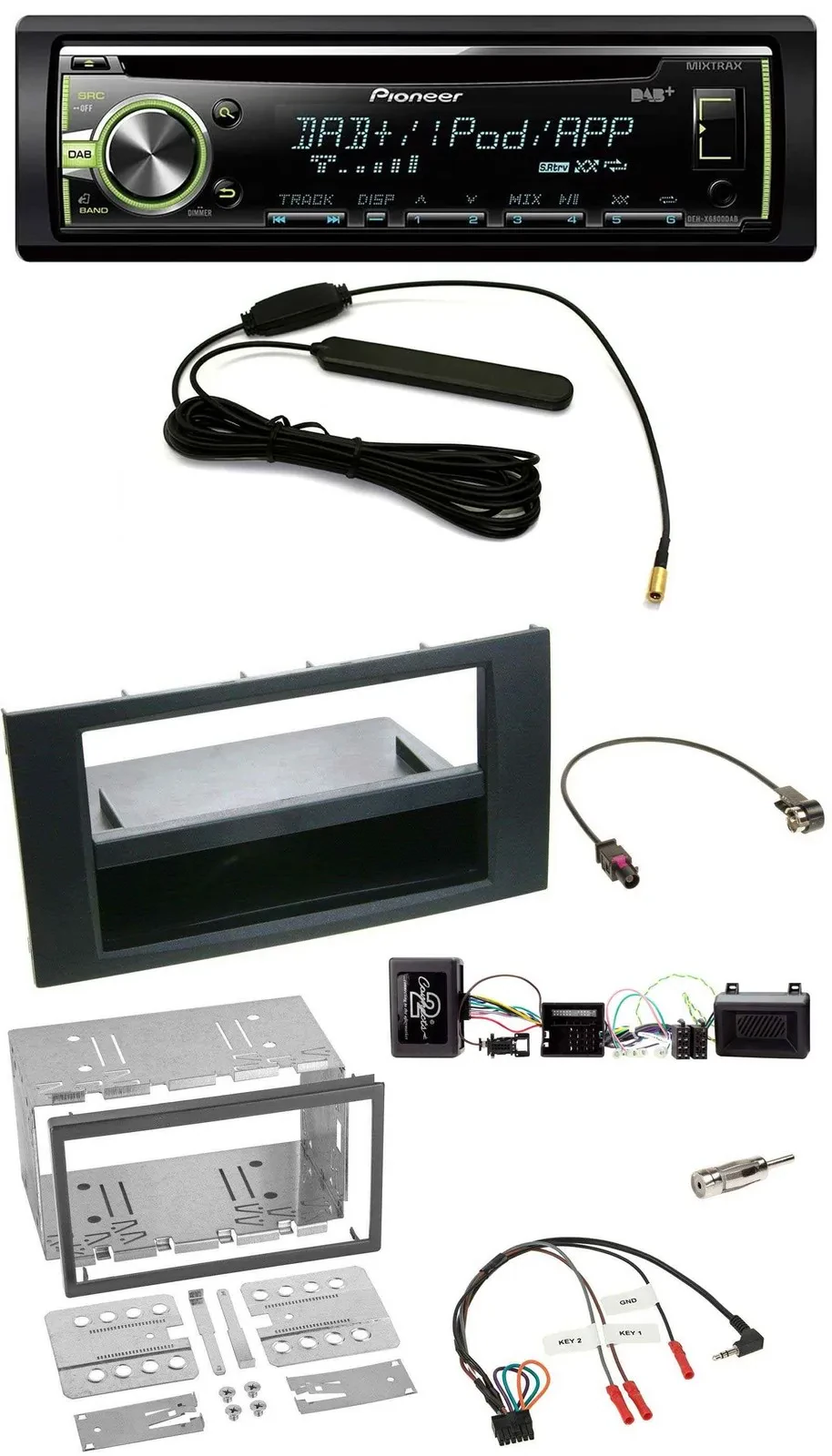 Автомагнитола для Ford Kuga 2008–2012 Pioneer MP3 USB CD DAB с поддержкой управления на руле черная