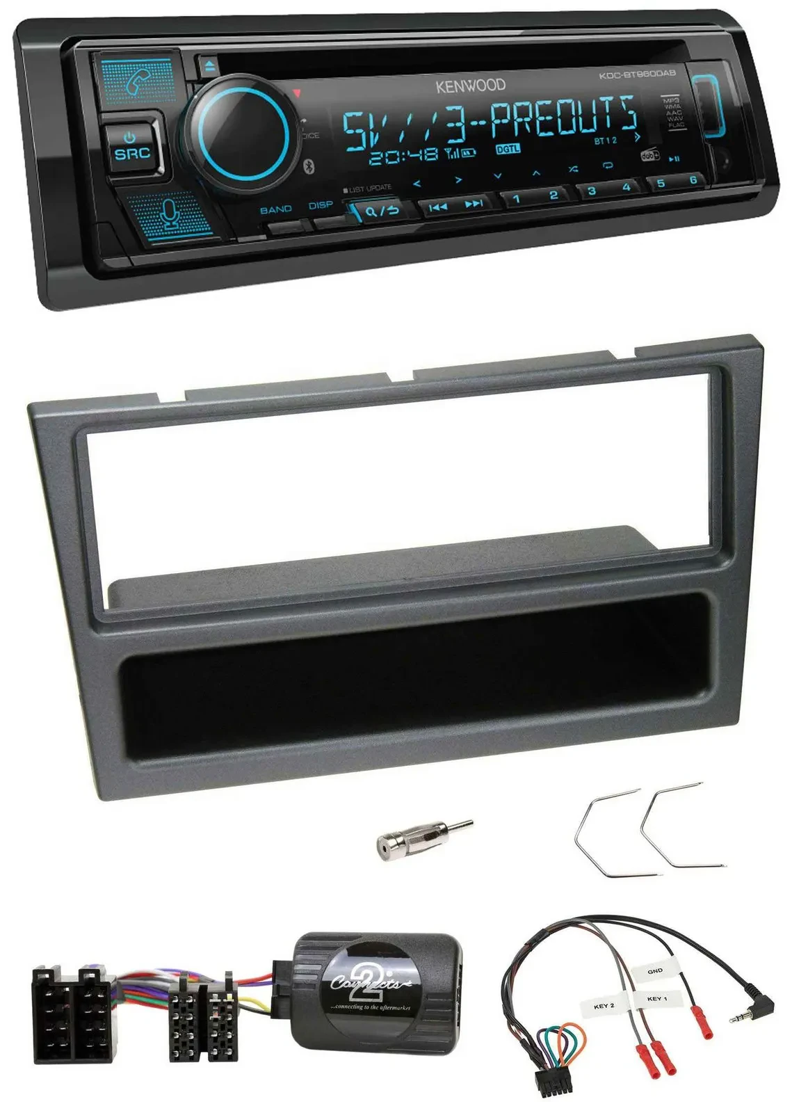 Автомагнитола Kenwood Bluetooth USB CD DAB для Opel Corsa C (2000–2004), антрацит
