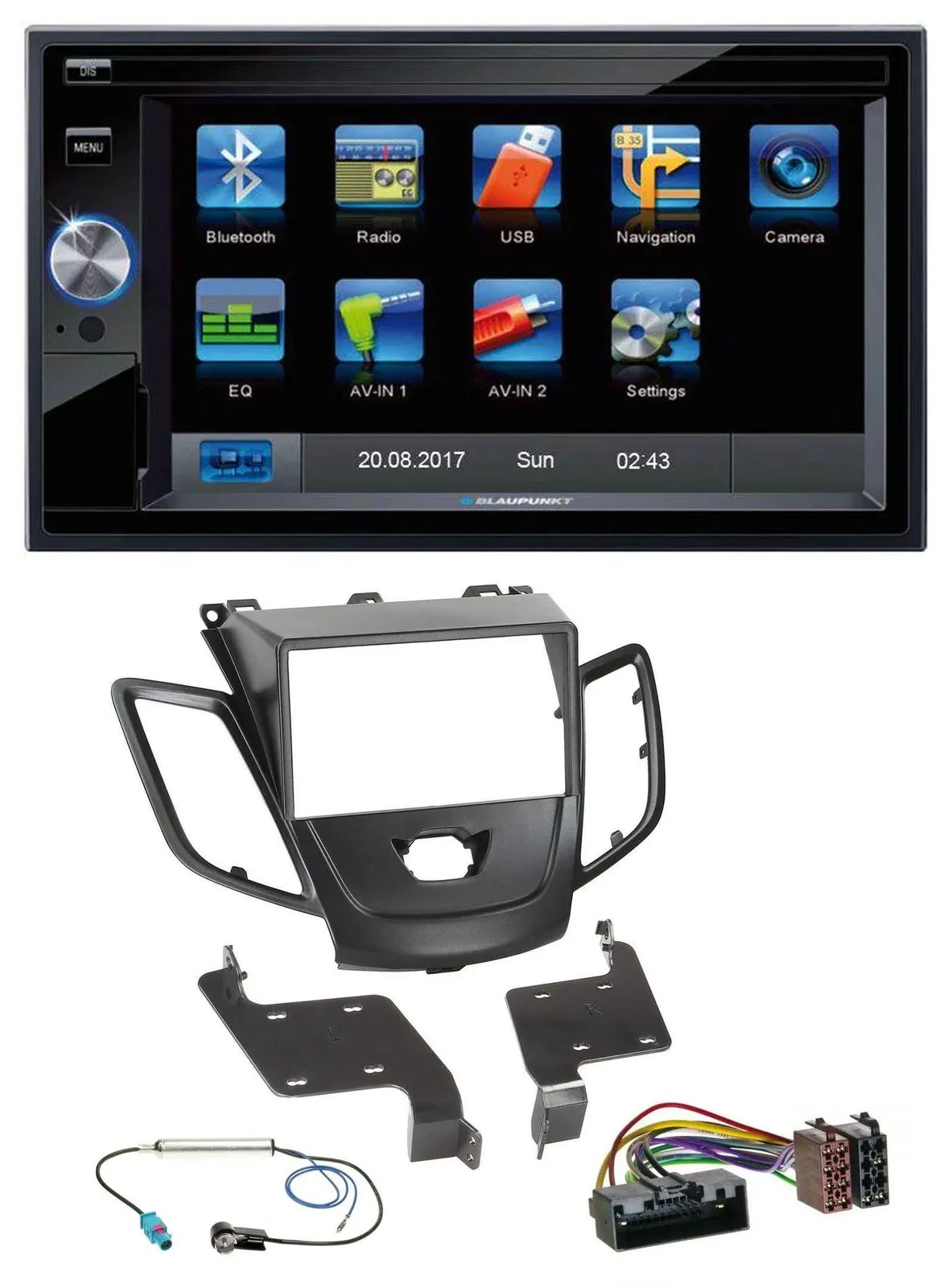 Blaupunkt SD Bluetooth 2DIN MP3 USB AUX Autoradio für Ford Fiesta 10-17 schwarz