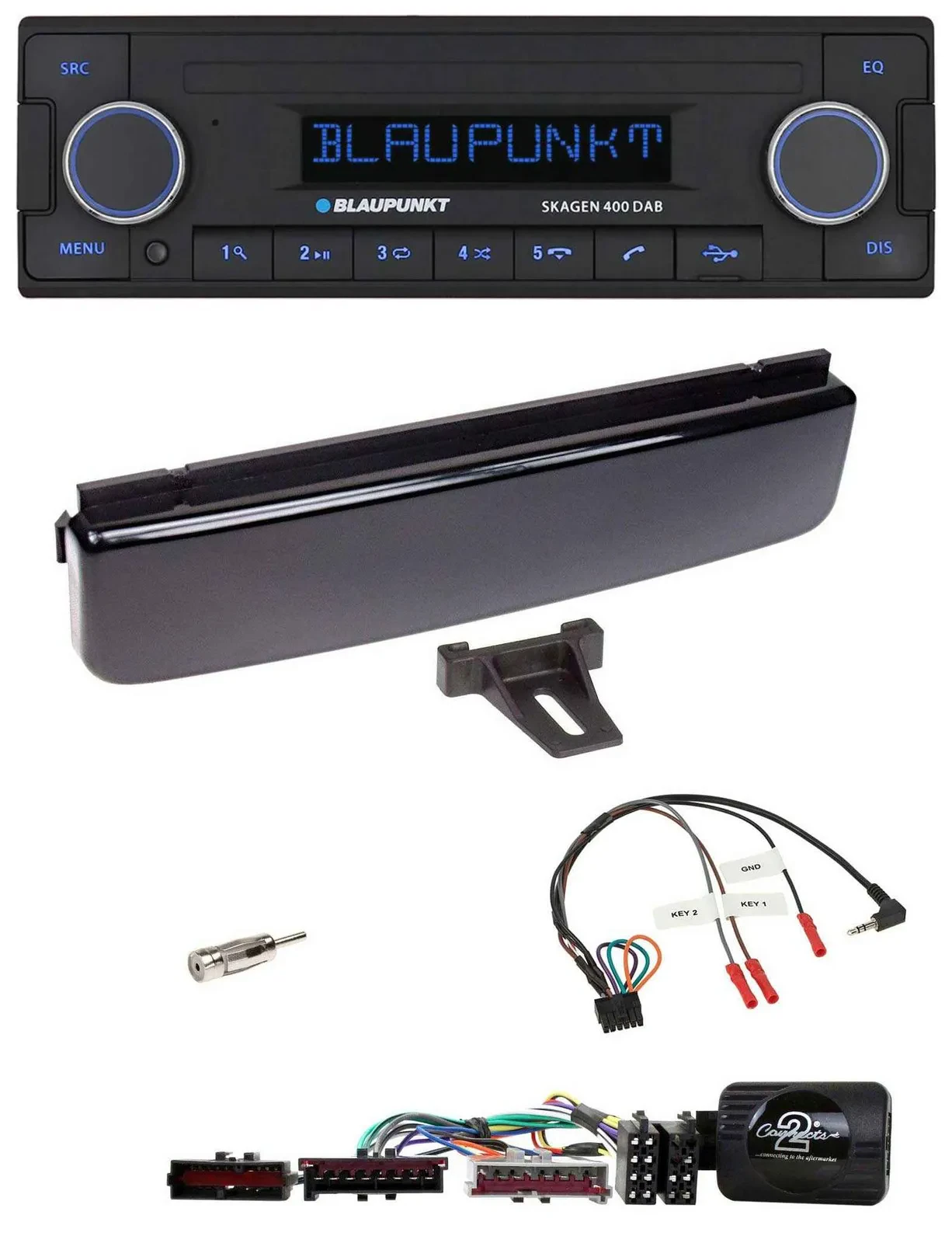 Автомагнитола для Ford Mondeo/Focus Blaupunkt DAB, USB, Bluetooth, совместима с управлением на руле, цвет черный глянец (piano black)