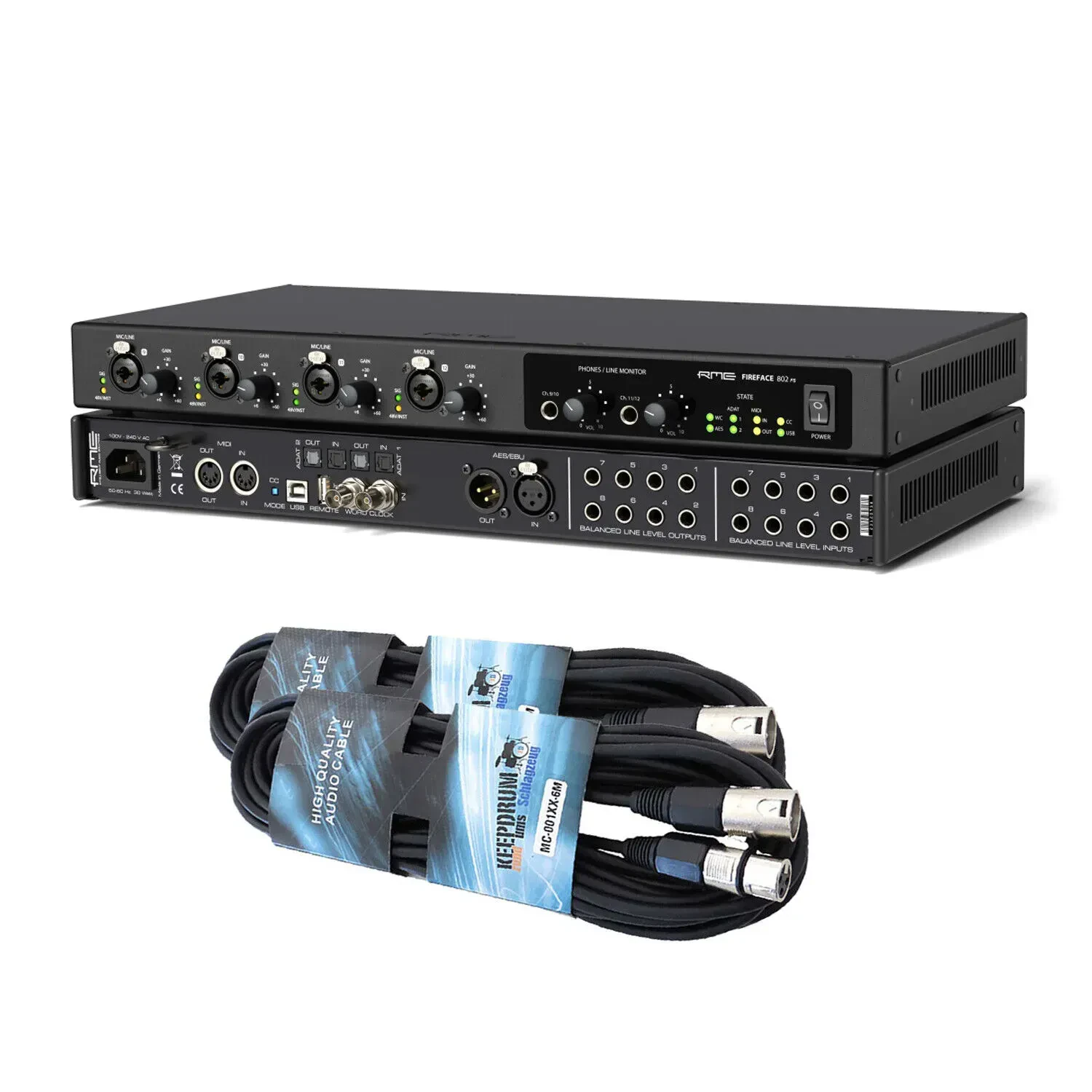Аудиоинтерфейс RME Fireface 802 FS AE с 2 XLR-кабелями keedprum