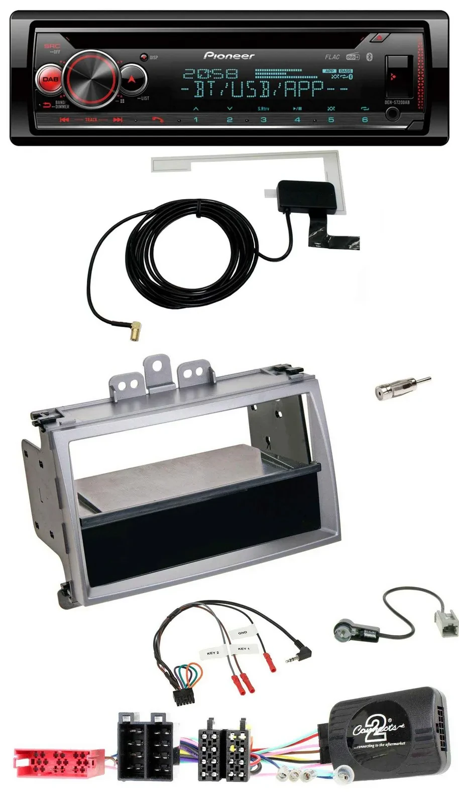 Автомагнитола для Hyundai i20 (2009–2011) Pioneer CD, DAB, USB, Bluetooth, совместимая с кнопками на руле, ISO, серебристая