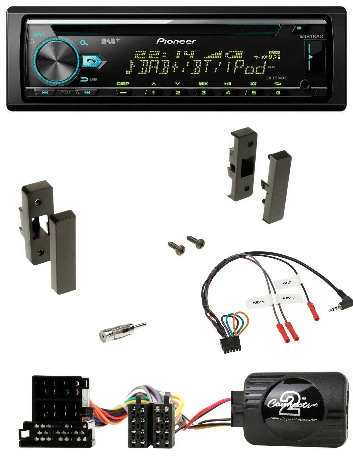 Автомагнитола Pioneer DAB CD USB Bluetooth для Audi A3 8L (1996–2000) с поддержкой кнопок на руле