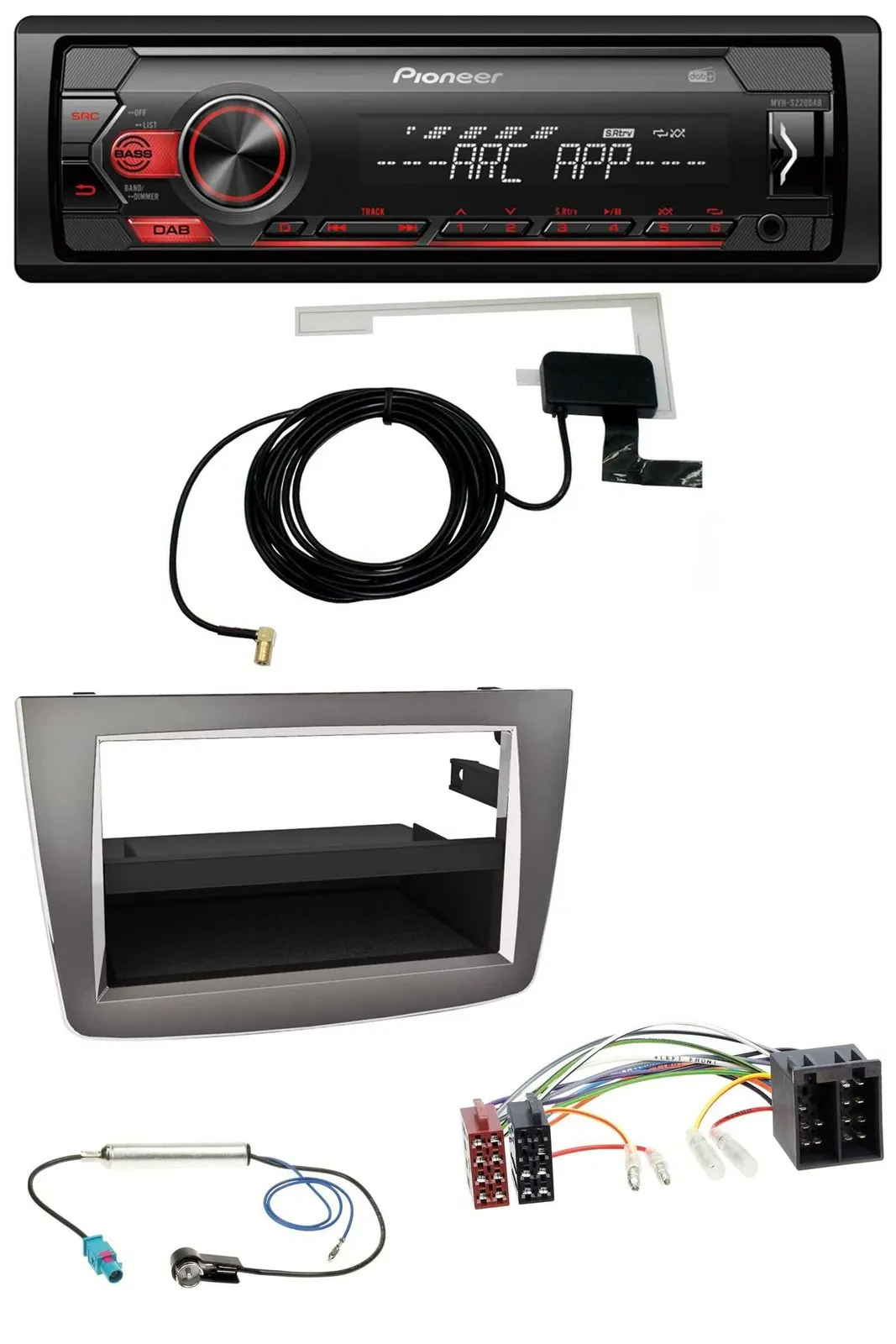 Автомагнитола для Alfa Romeo MiTo 955 (2008–2014) Pioneer 1 DIN, DAB, USB, MP3, AUX, ISO, темный