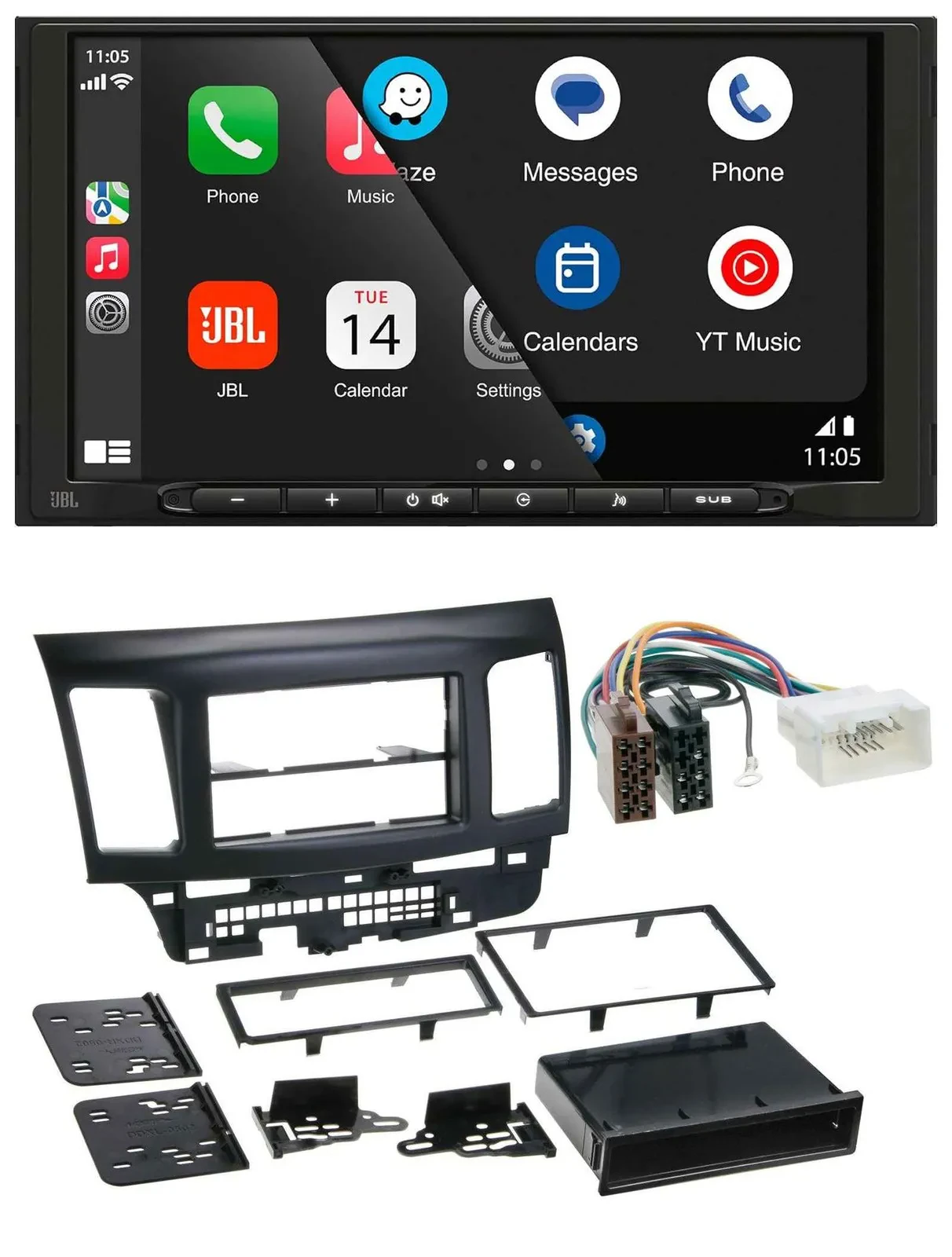 JBL USB 2DIN MP3 Bluetooth AUX Autoradio für Mitsubishi EVO Lancer ab 08