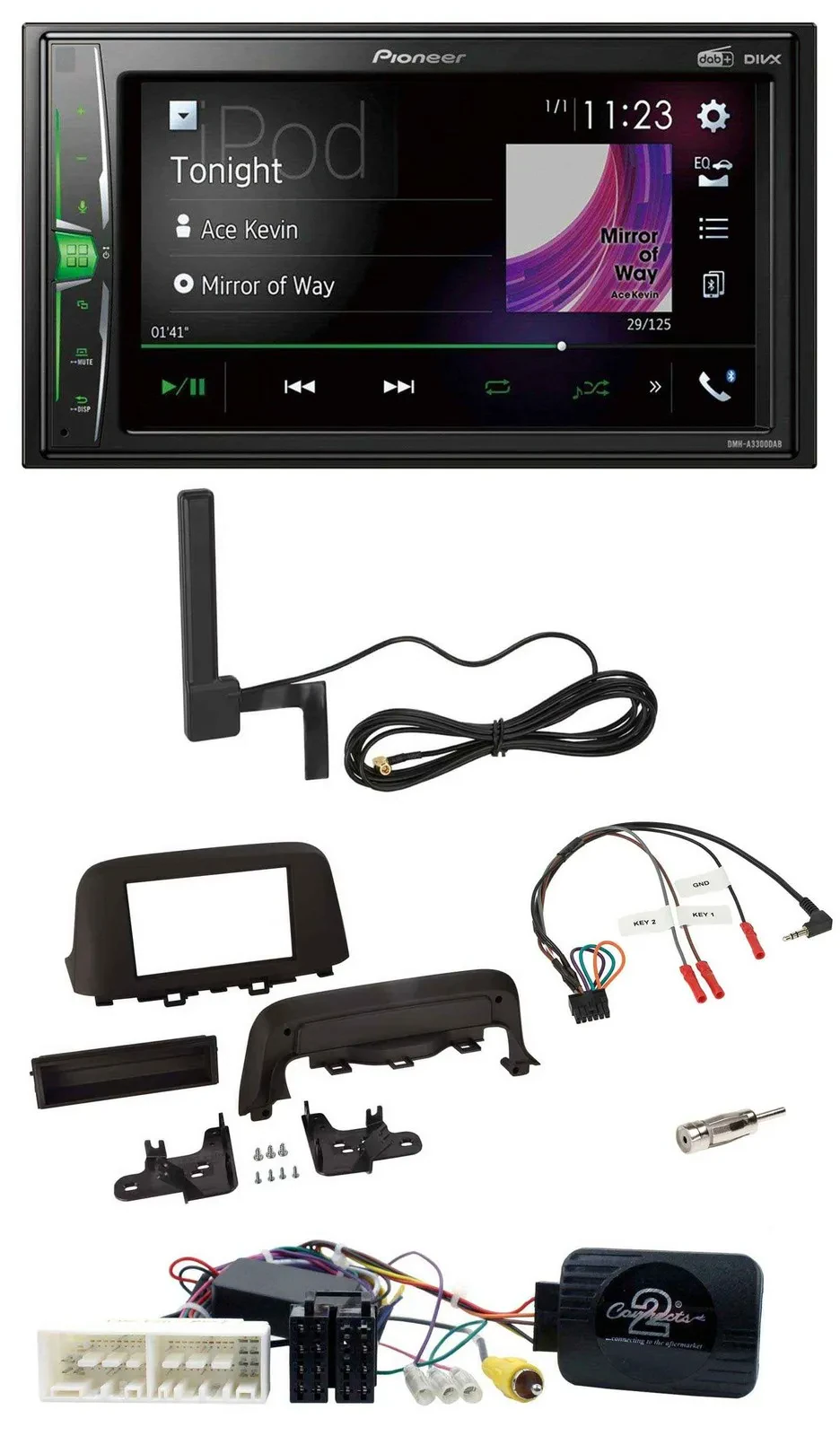Автомагнитола Pioneer 2DIN, MP3, DAB, Bluetooth, для Hyundai Kona (с 2013)