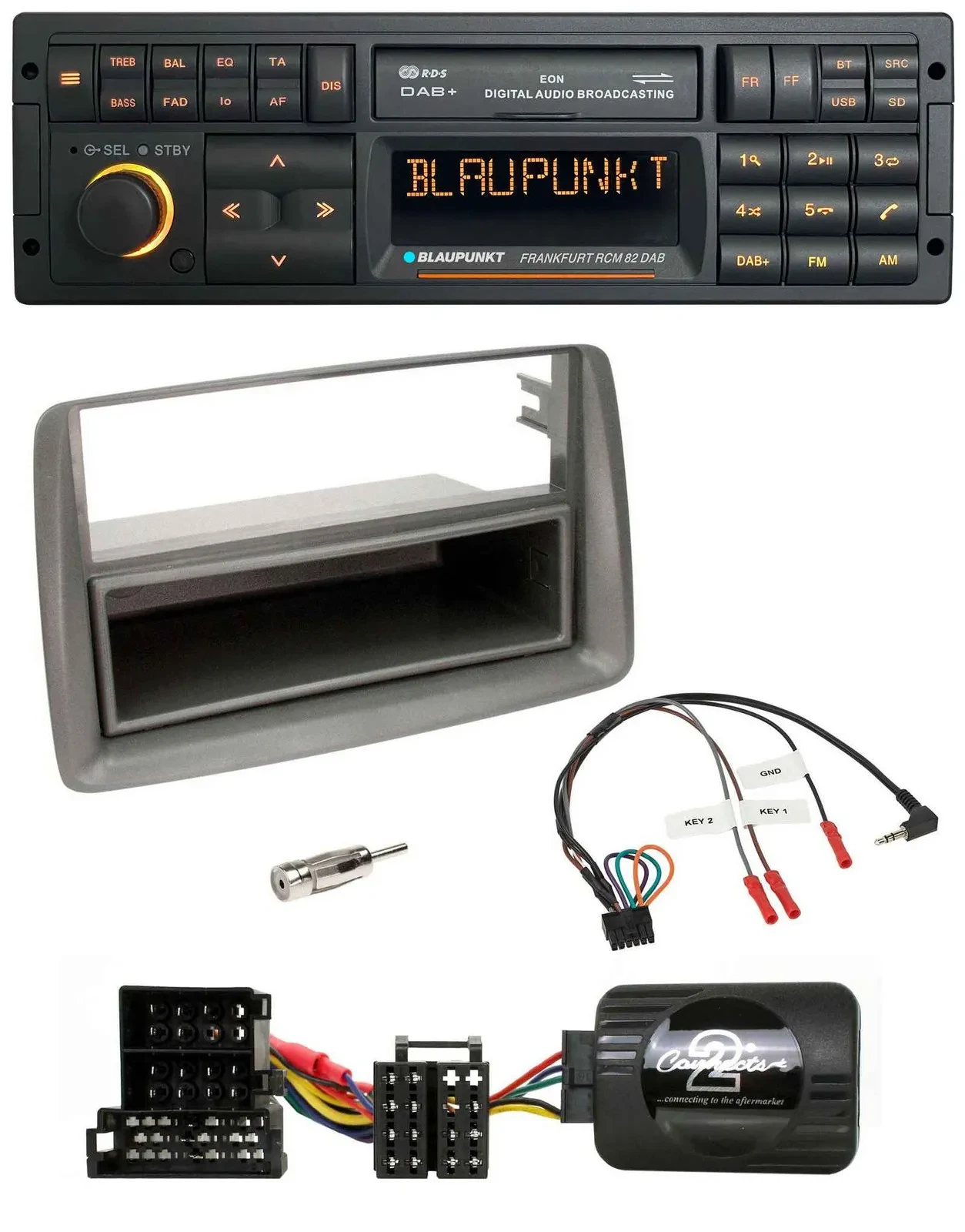 Blaupunkt USB DAB SD Lenkrad Bluetooth Autoradio für Alfa GT 147 Ablage silber