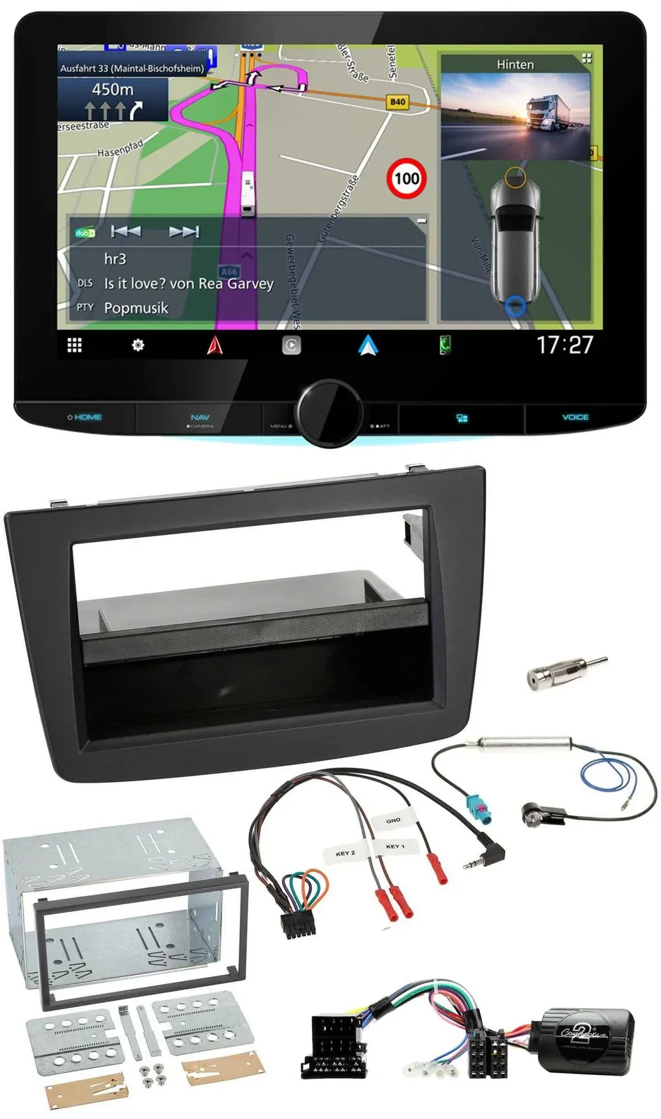 Kenwood Bluetooth DAB TMC 2DIN Lenkrad USB Navigation für Alfa Romeo Mito 08-14