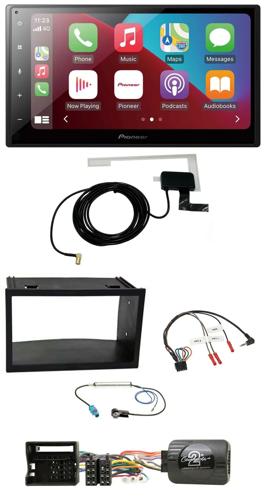 Pioneer USB Bluetooth DAB Lenkrad 2DIN Autoradio für VW Polo Passat Quadlock