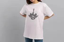 Футболка Popmerch WWXXL62 "Guitar With Wings" белая, женская, размер XXL