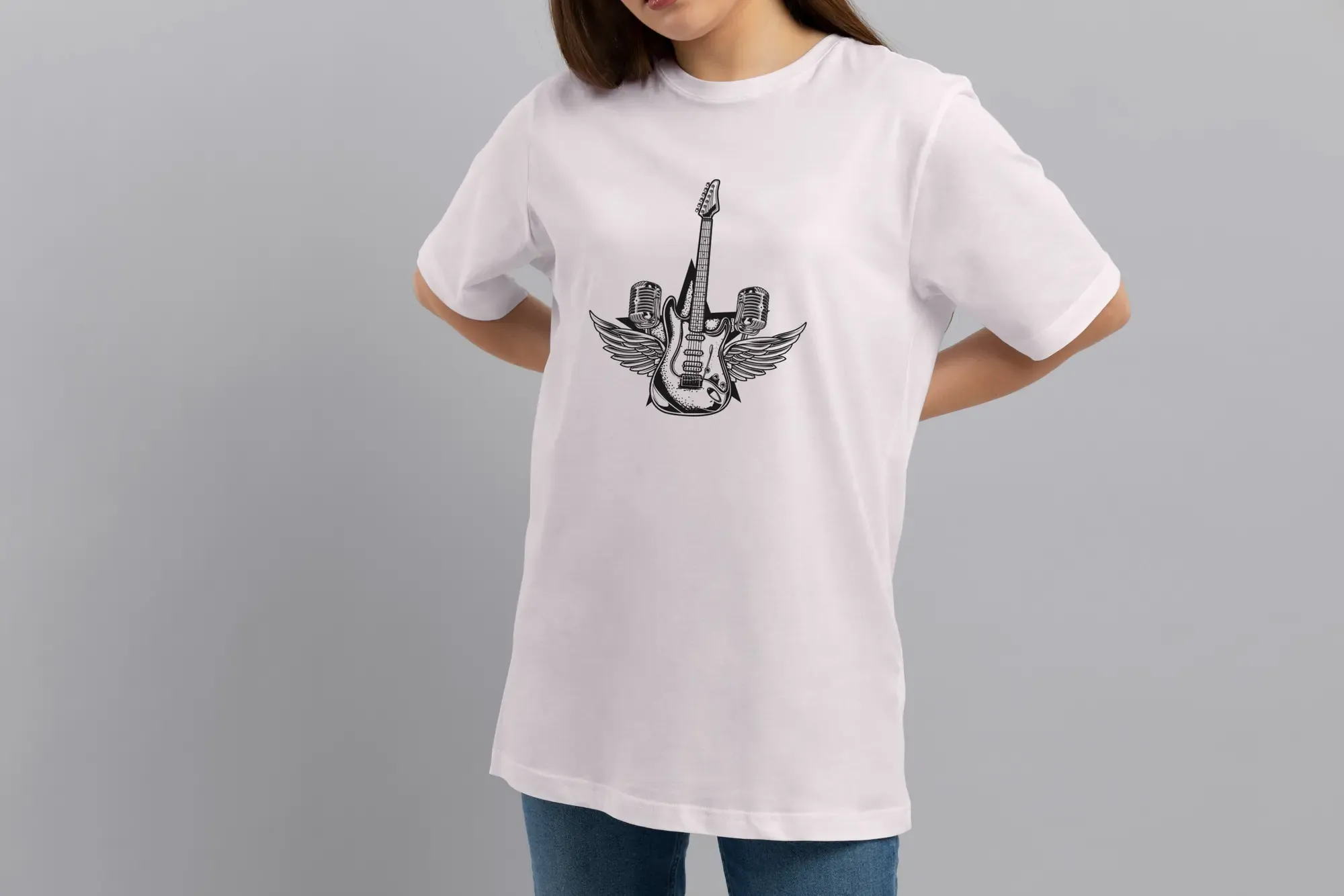 Футболка Popmerch WWXXL62 "Guitar With Wings" белая, женская, размер XXL