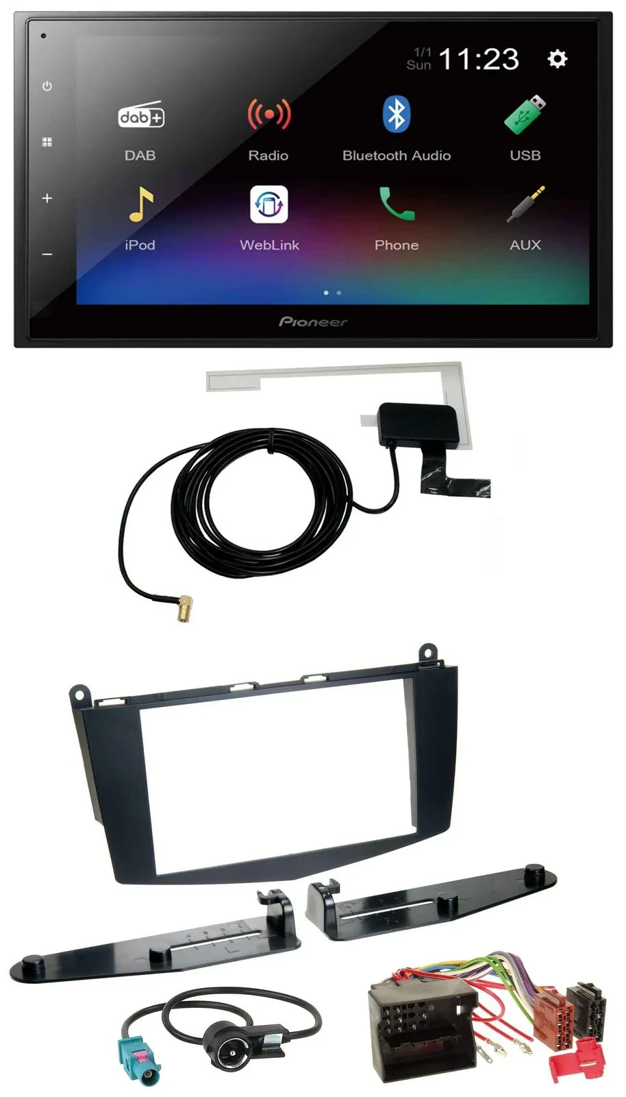 Pioneer DAB MP3 Bluetooth 2DIN USB Autoradio für Mercedes C-Klasse 07-11 ohne Ta