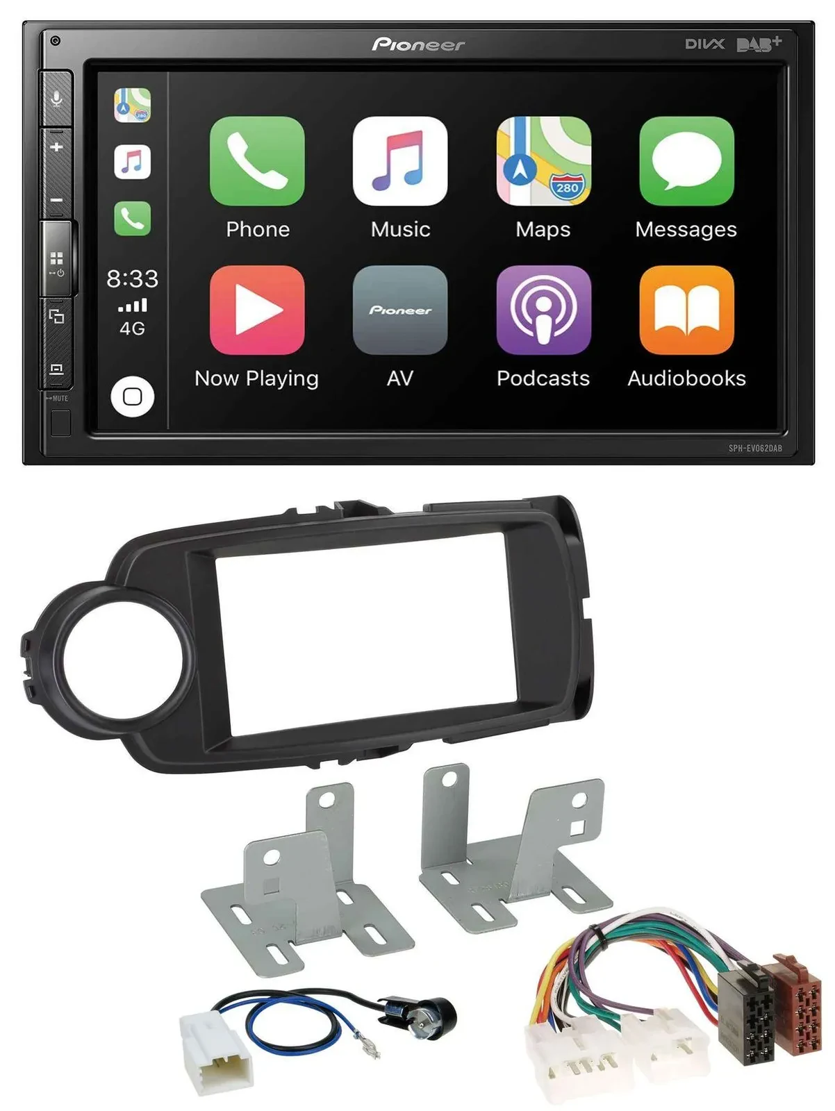 Автомагнитола для Toyota Yaris (2011–2020) Pioneer 2DIN USB MP3 DAB Bluetooth, черный