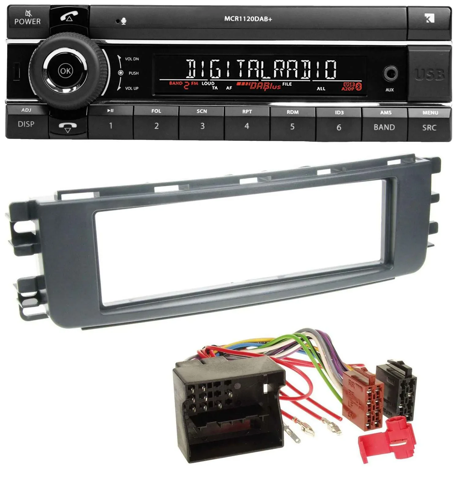 Kienzle Bluetooth MP3 USB DAB Autoradio für Smart ForFour (454, 2004-2006)