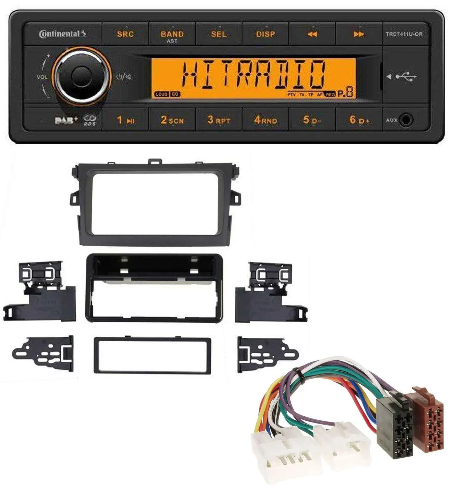 Автомагнитола для Toyota Corolla 2009–2012 Continental 1DIN DAB MP3 AUX USB серебристая