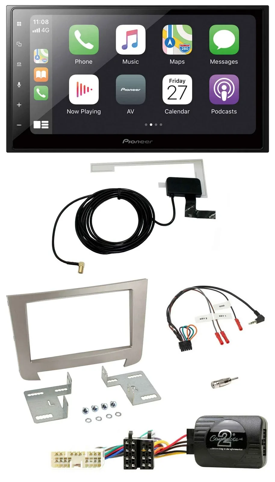 Pioneer USB Lenkrad 2DIN Bluetooth DAB Autoradio für SSangYong Rexton Telefontas