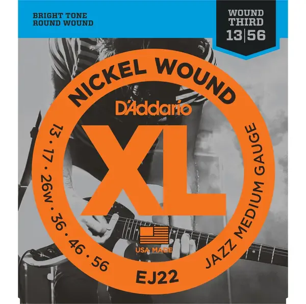 Струны для электрогитары D'Addario EJ22 Jazz Medium 13-56