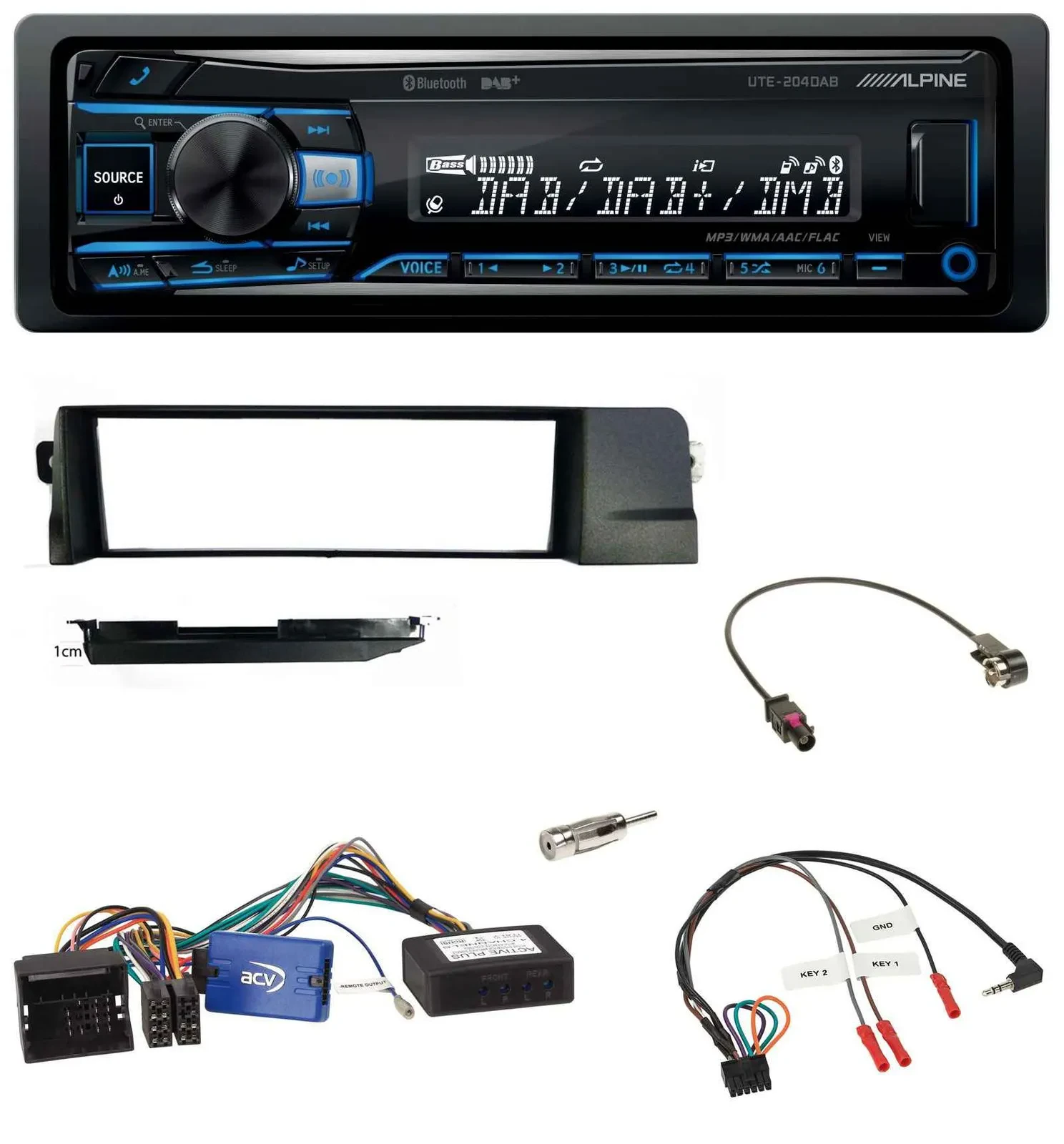 Alpine USB Bluetooth DAB Lenkrad Autoradio für BMW 3er 01-07 E46 schwarz HQ