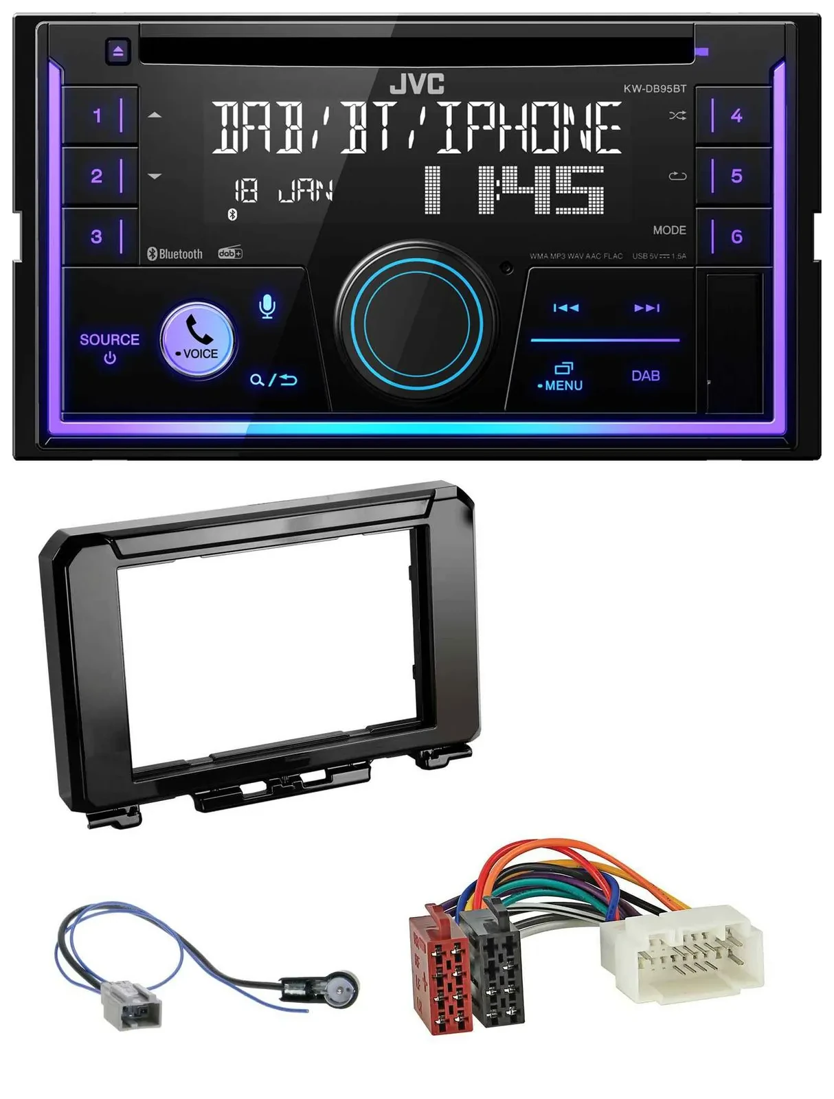 Автомагнитола для Suzuki Jimny GJ (с 2018) JVC 2-DIN, DAB, Bluetooth, CD, MP3, USB