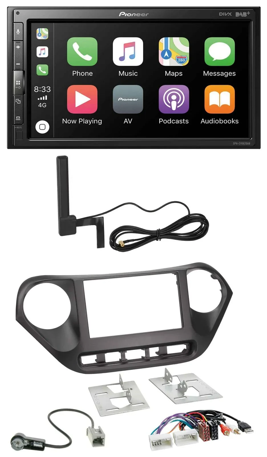 Pioneer USB 2DIN Bluetooth DAB MP3 Autoradio für Hyundai i10 ab 2013 AUX USB