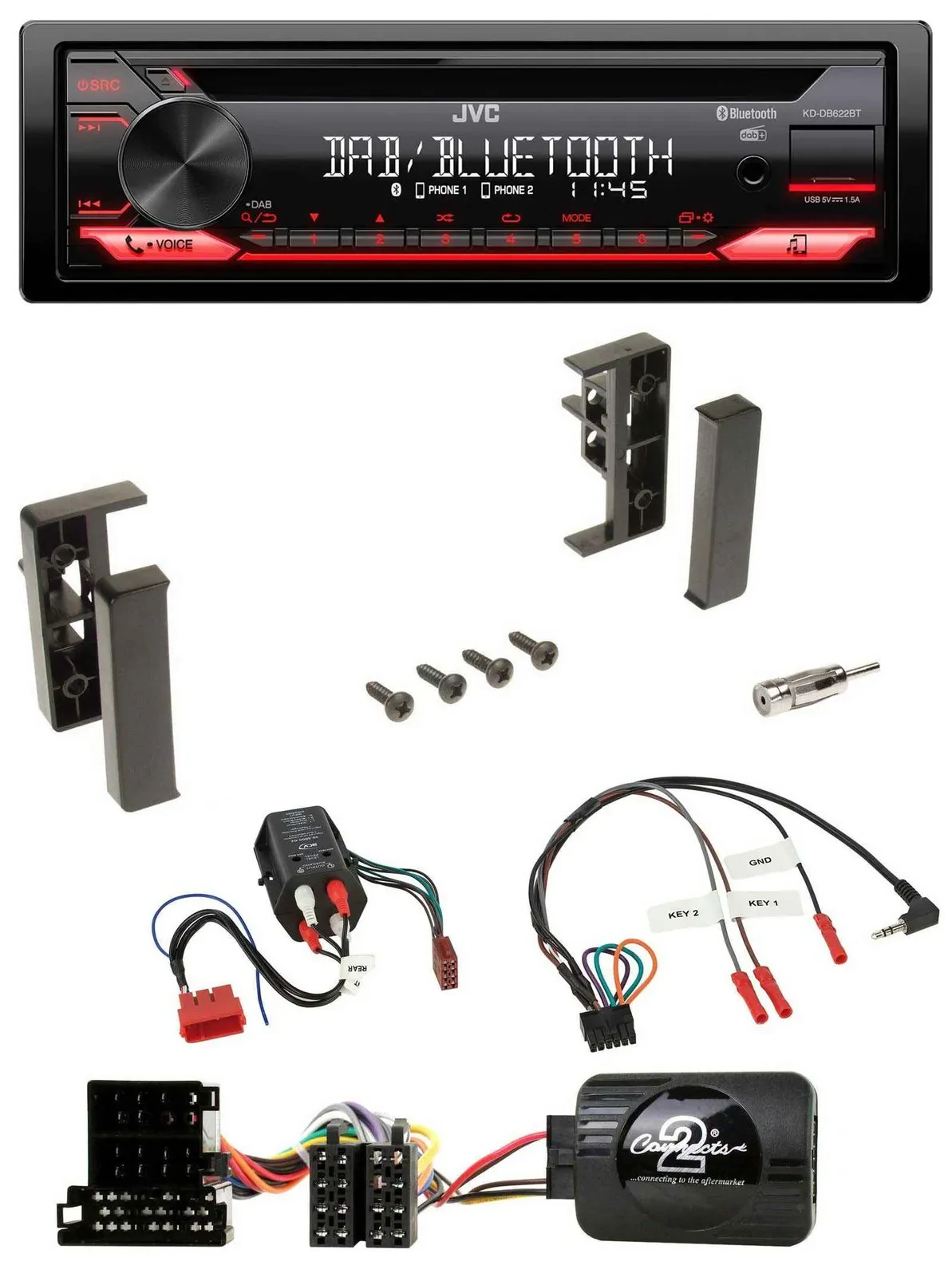 JVC CD DAB USB Bluetooth Lenkrad Autoradio für Audi A3 A4 A6 99-00 BOSE-Vollakti