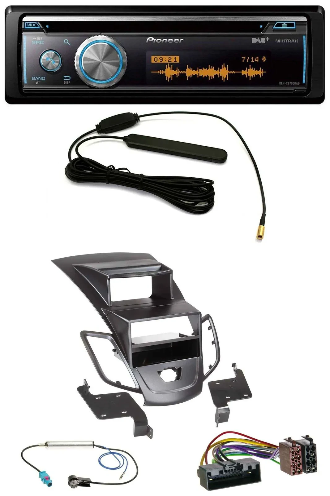 Pioneer CD USB Bluetooth DAB MP3 Autoradio für Ford Fiesta 10-17 Display schwarz