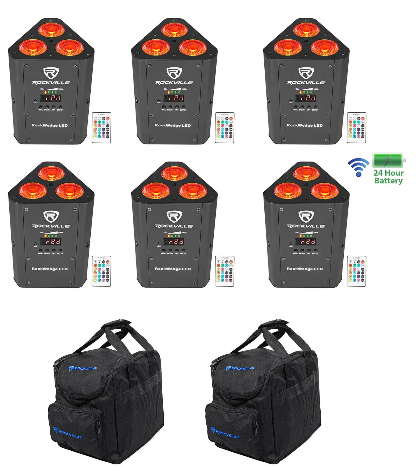 Светодиодный прибор Rockville RockWedge LED с аксессуарами (6 штук)