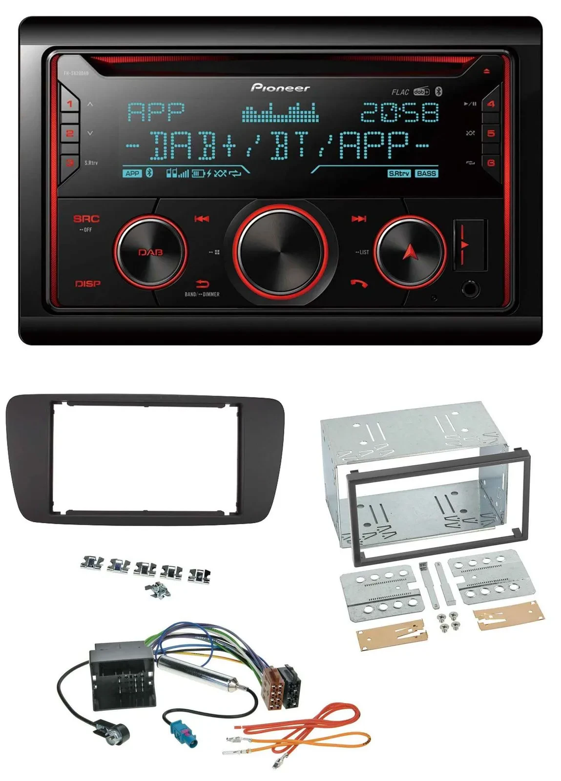 Pioneer 2DIN DAB MP3 Bluetooth USB CD Autoradio für Seat Ibiza ab 08 azabachesch