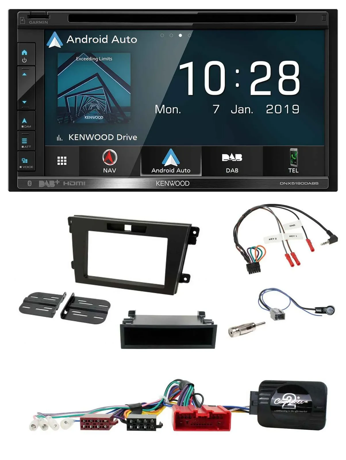 Kenwood DAB TMC USB 2DIN Lenkrad Bluetooth Navigation für Mazda CX-7 2008-2010