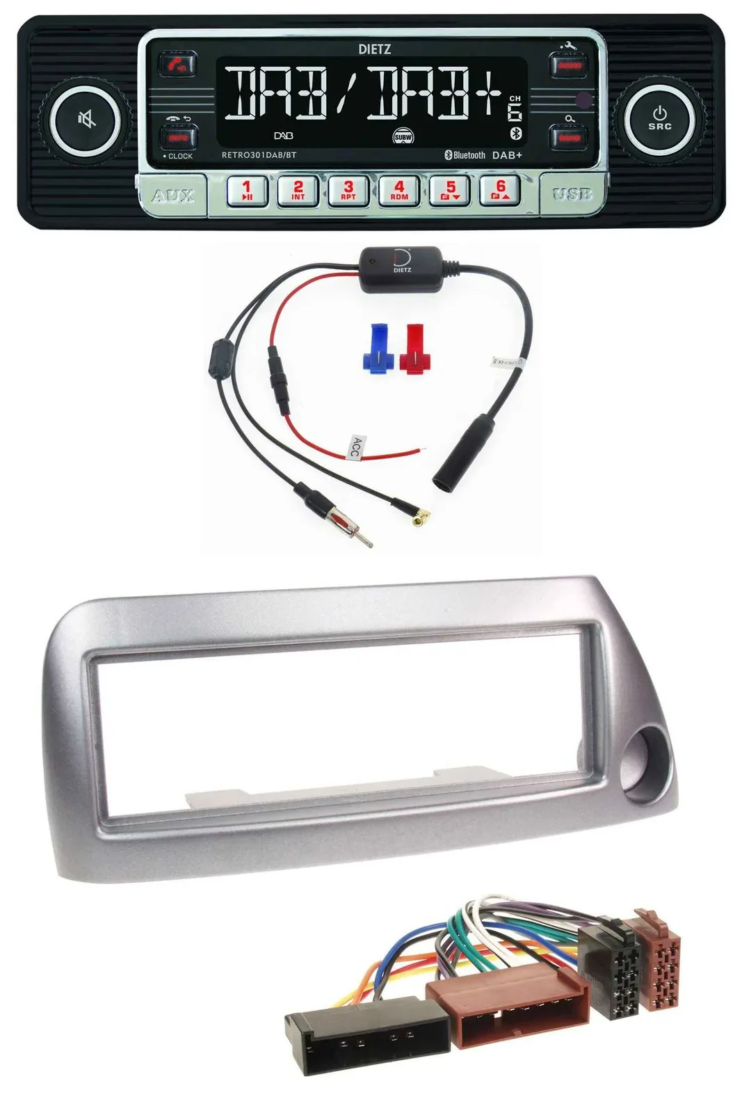 Dietz MP3 DAB Bluetooth USB Autoradio für Ford Ka bis 2008 silber-metallic