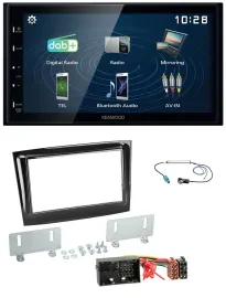 Kenwood 2DIN Bluetooth MP3 USB DAB Autoradio für Fiat Doblo ab 2015 piano schwar