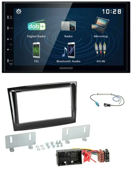 Kenwood 2DIN Bluetooth MP3 USB DAB Autoradio für Fiat Doblo ab 2015 piano schwar