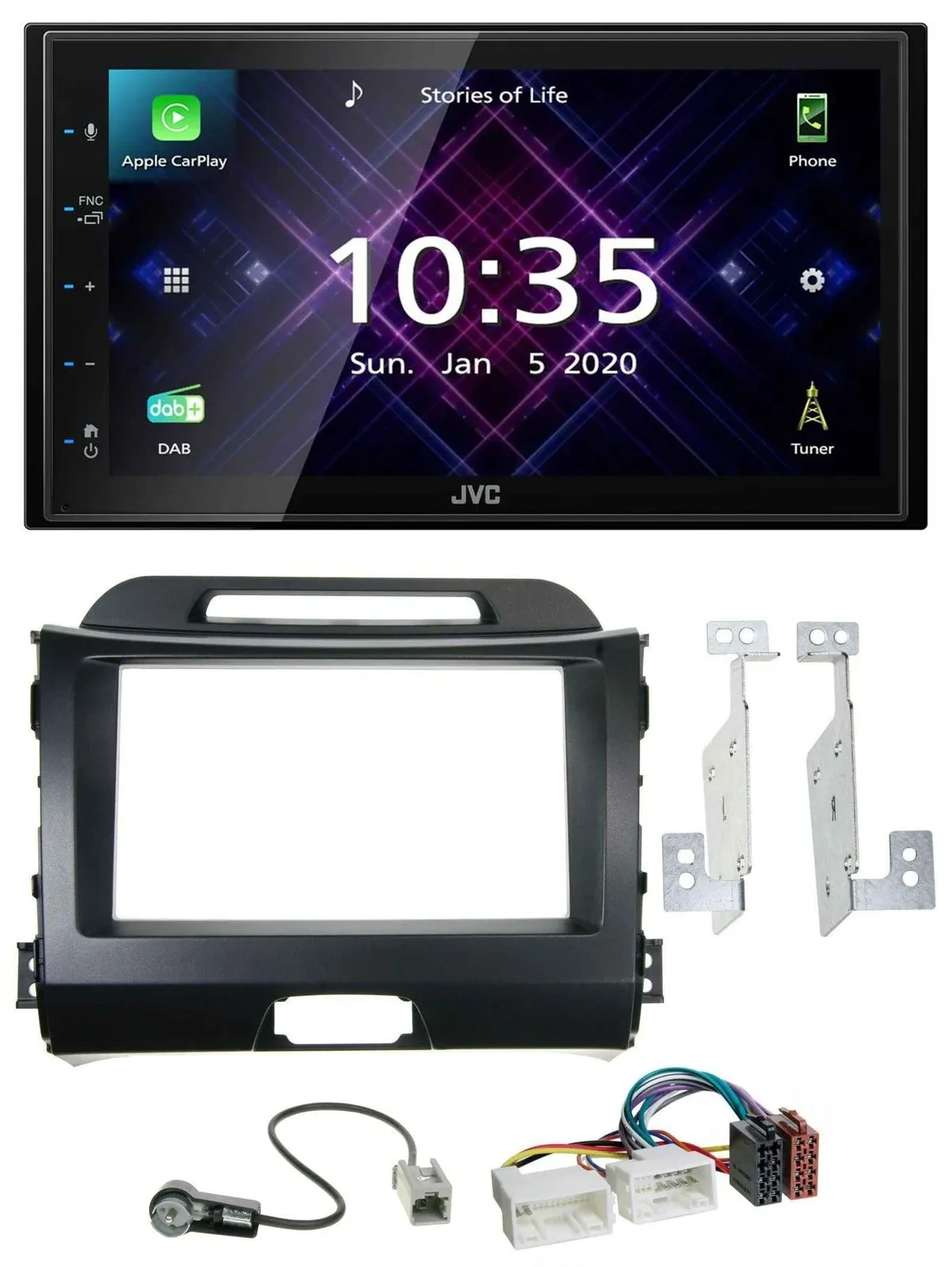 JVC DAB 2DIN MP3 Bluetooth USB Autoradio für Kia Sportage 3 10-15 SL schwarz
