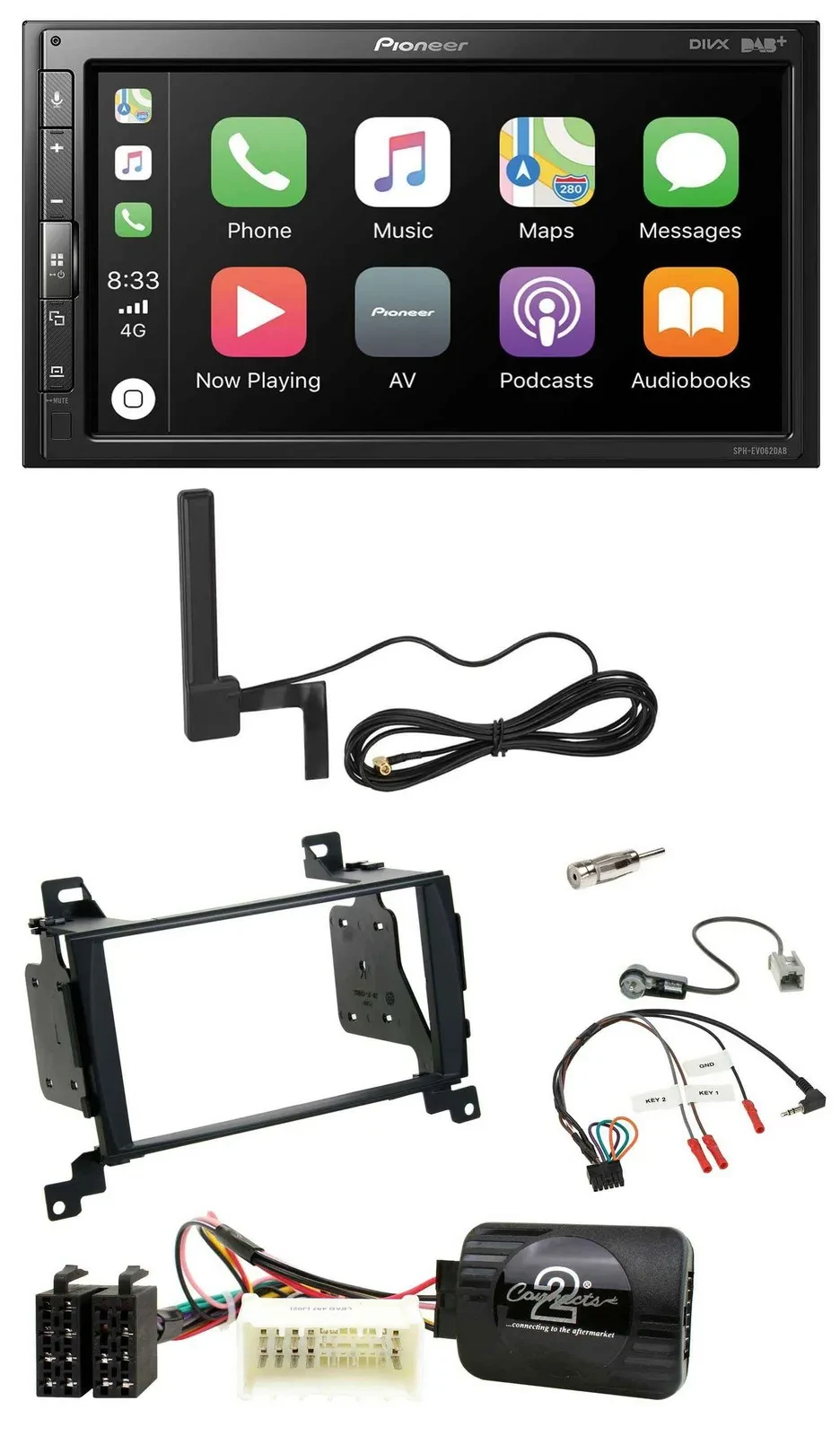 Pioneer USB 2DIN Bluetooth DAB Lenkrad Autoradio für Hyundai Santa Fe 07-12