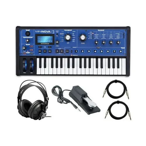 Novation MiniNova Synthesizer with Headphones Sustain Pedal and TRS Cable