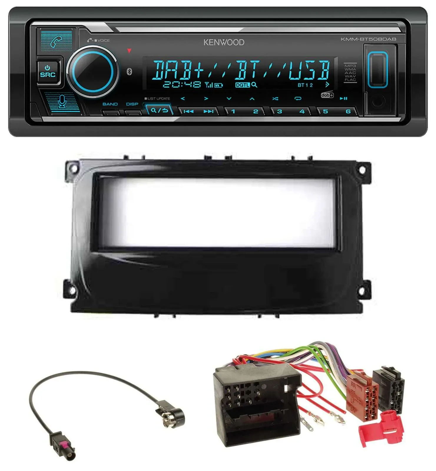 Kenwood Bluetooth MP3 DAB USB Autoradio für Ford Mondeo S-Max 07-14 glänzend sch