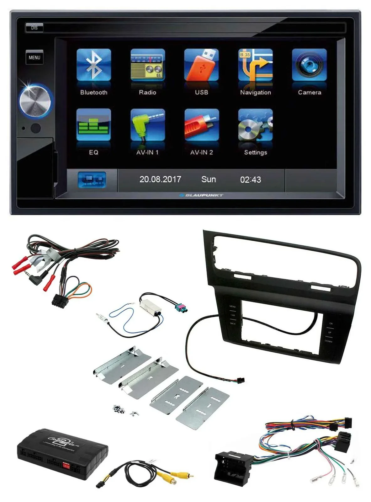 Blaupunkt SD USB TMC Bluetooth 2DIN Lenkrad Navigation für VW Golf VII 7 2012-20