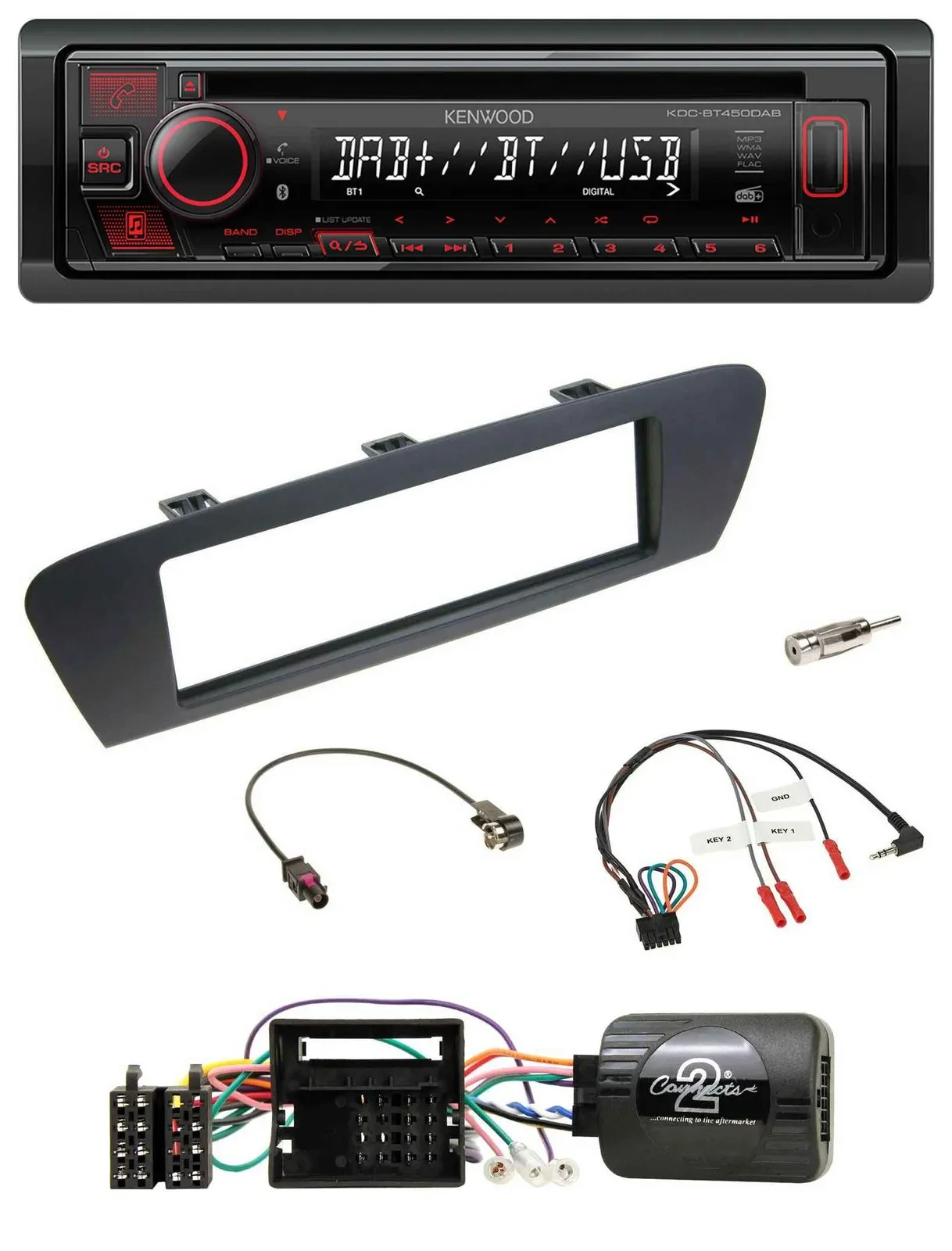 Kenwood Lenkrad CD USB Bluetooth DAB Autoradio für Renault Grand Scenic ab 2009