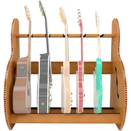 Стойка для гитары A&S Crafted Products Session Deluxe Short Size, красный дуб, на 5 кейсов